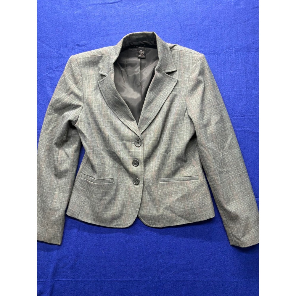 Rafaella‎ Blazer Petites 10P Gray Plaid 3-Button Professional Jacket Officecore